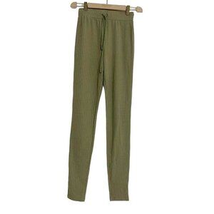 Revolve Camila Coelho Size XS Ribbed Pants Green Olive Drawstring